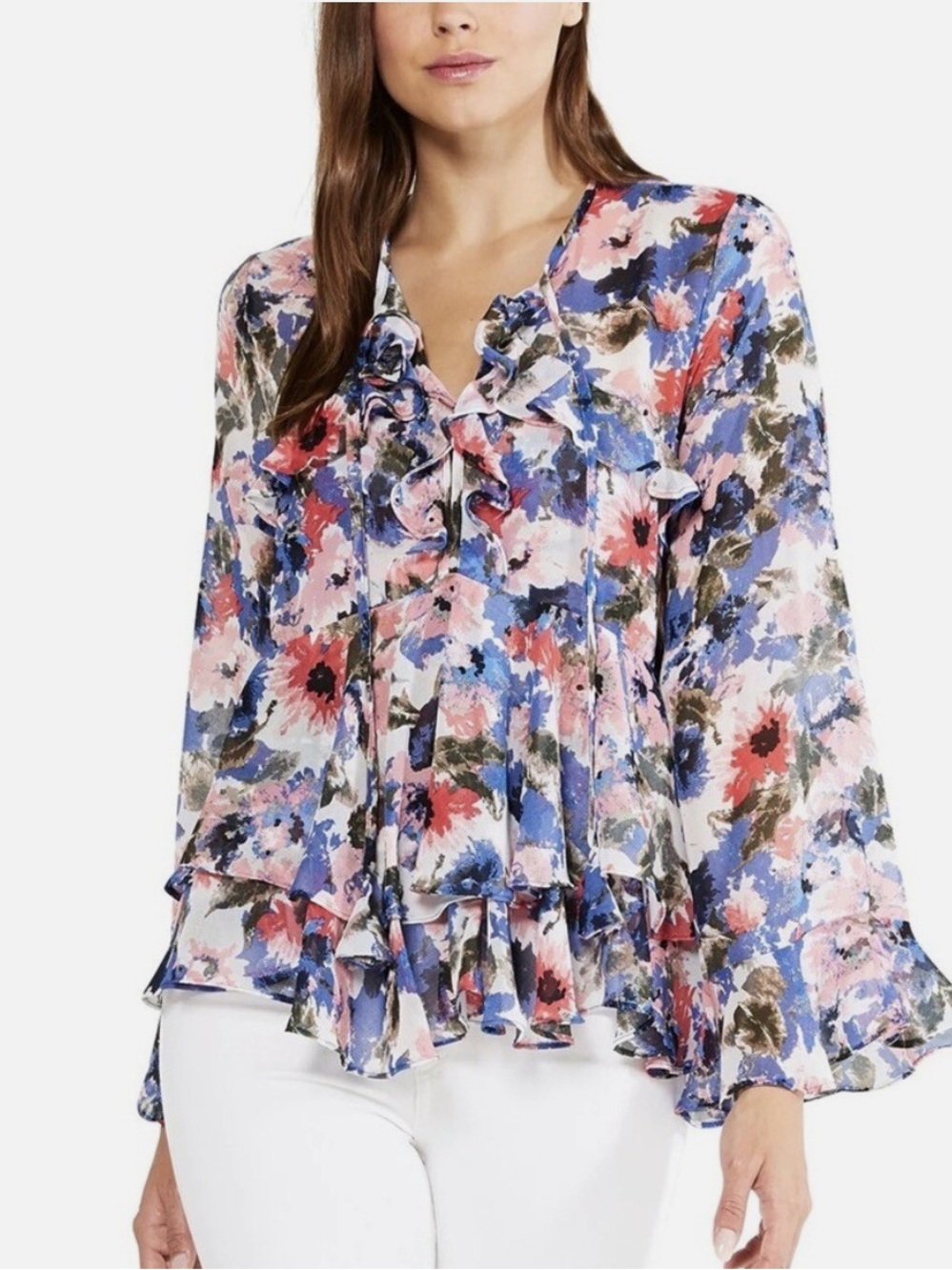 Misa Los Angeles NWT Damaris Blouse for Anthropologie X Small Blue White Pink